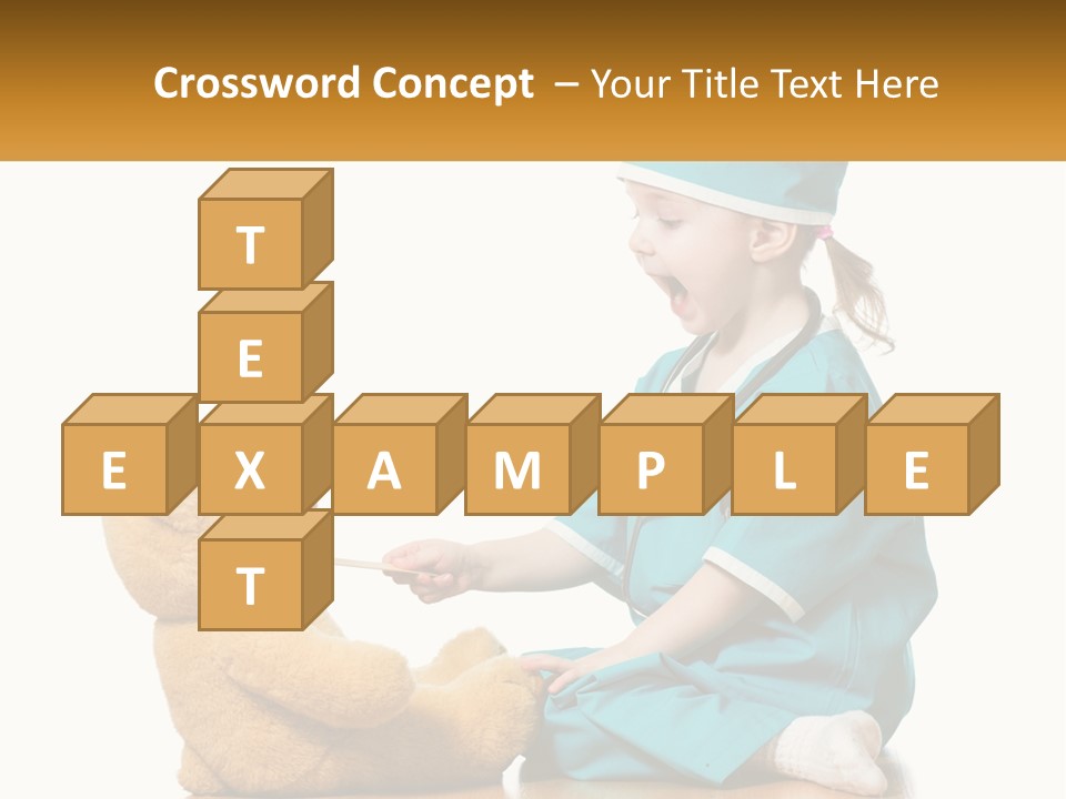 A Little Girl Is Playing With A Teddy Bear PowerPoint Template