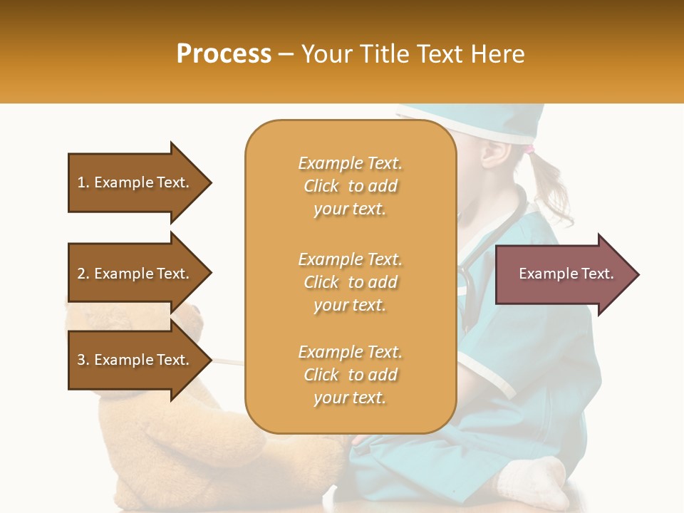 A Little Girl Is Playing With A Teddy Bear PowerPoint Template