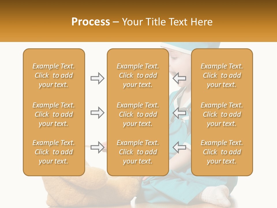 A Little Girl Is Playing With A Teddy Bear PowerPoint Template