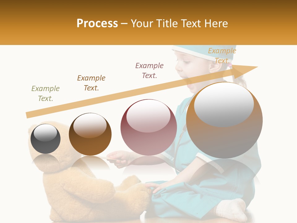 A Little Girl Is Playing With A Teddy Bear PowerPoint Template