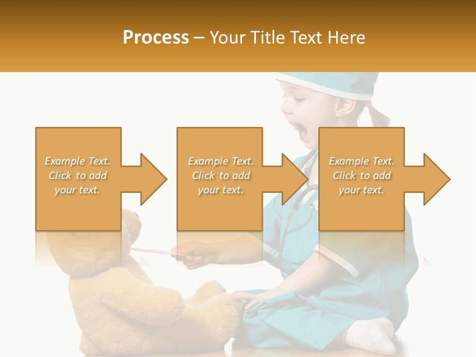 A Little Girl Is Playing With A Teddy Bear PowerPoint Template