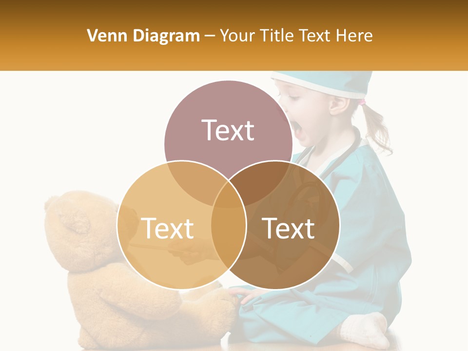 A Little Girl Is Playing With A Teddy Bear PowerPoint Template