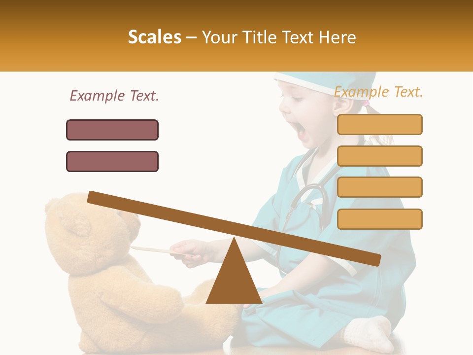 A Little Girl Is Playing With A Teddy Bear PowerPoint Template