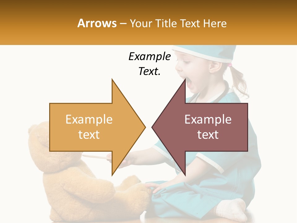 A Little Girl Is Playing With A Teddy Bear PowerPoint Template