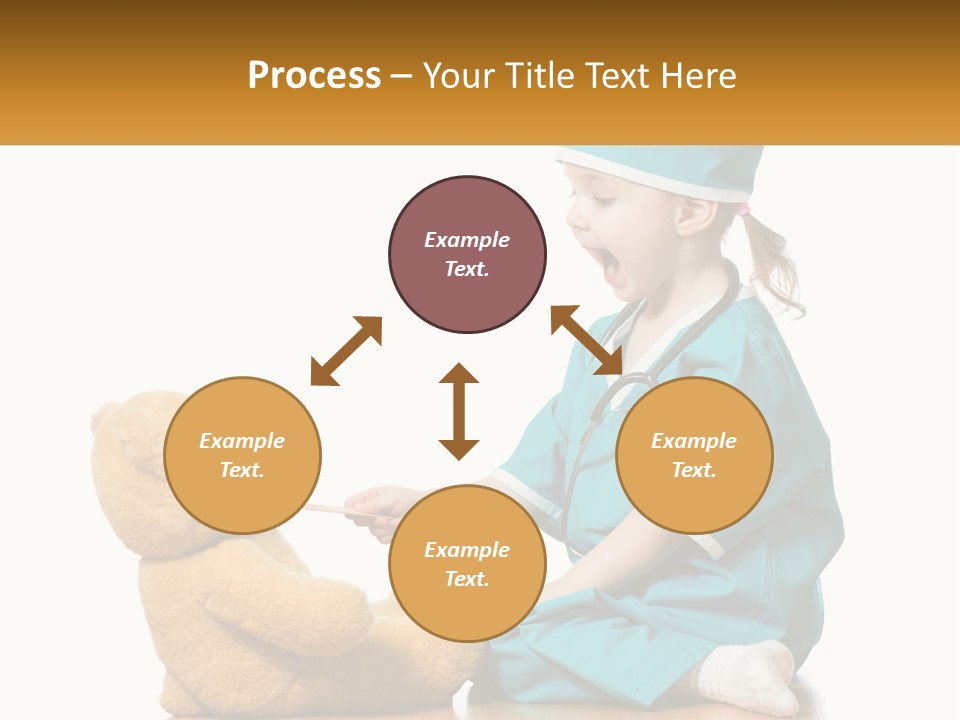 A Little Girl Is Playing With A Teddy Bear PowerPoint Template