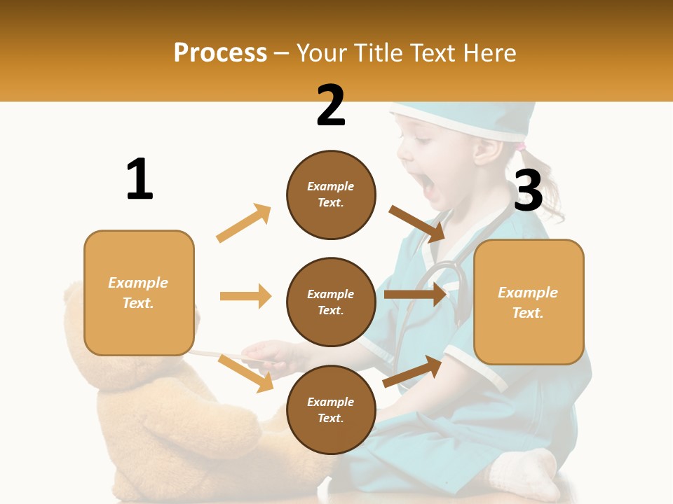 A Little Girl Is Playing With A Teddy Bear PowerPoint Template