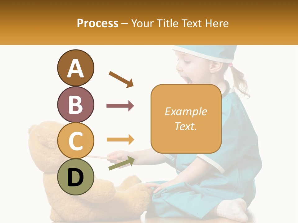 A Little Girl Is Playing With A Teddy Bear PowerPoint Template