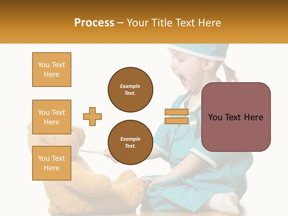 A Little Girl Is Playing With A Teddy Bear PowerPoint Template