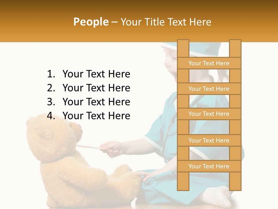 A Little Girl Is Playing With A Teddy Bear PowerPoint Template
