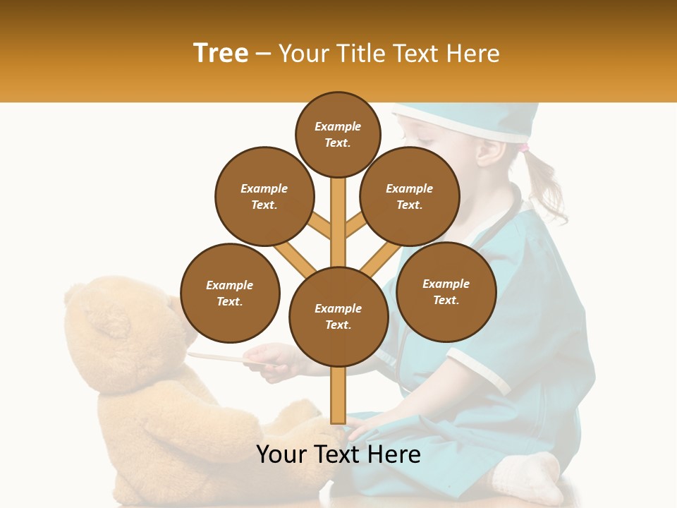 A Little Girl Is Playing With A Teddy Bear PowerPoint Template