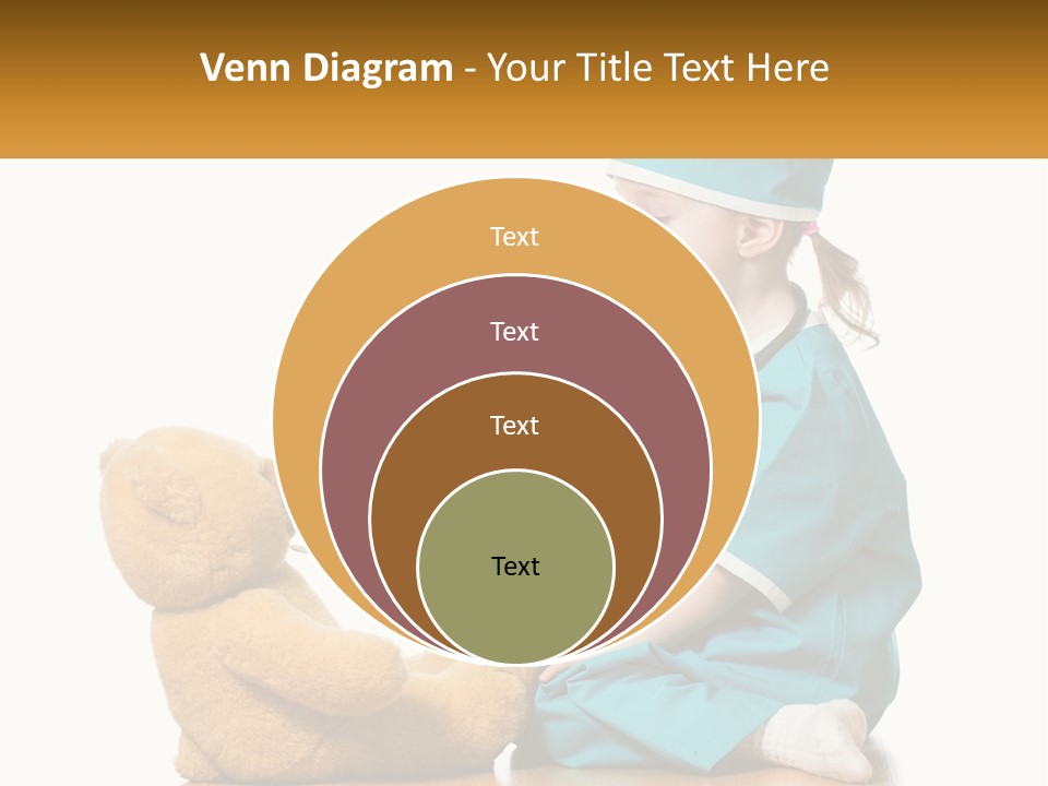 A Little Girl Is Playing With A Teddy Bear PowerPoint Template
