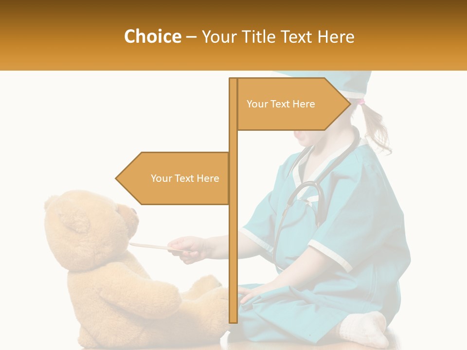 A Little Girl Is Playing With A Teddy Bear PowerPoint Template