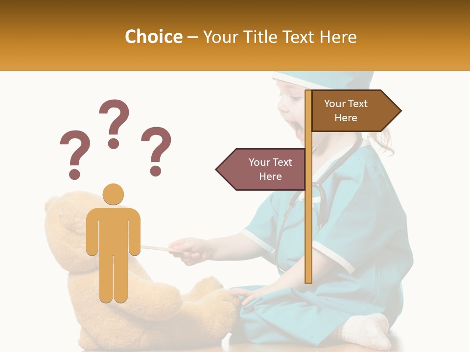 A Little Girl Is Playing With A Teddy Bear PowerPoint Template