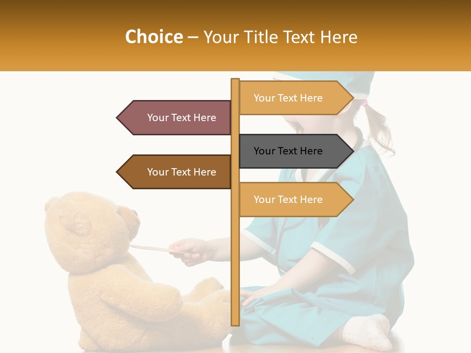A Little Girl Is Playing With A Teddy Bear PowerPoint Template