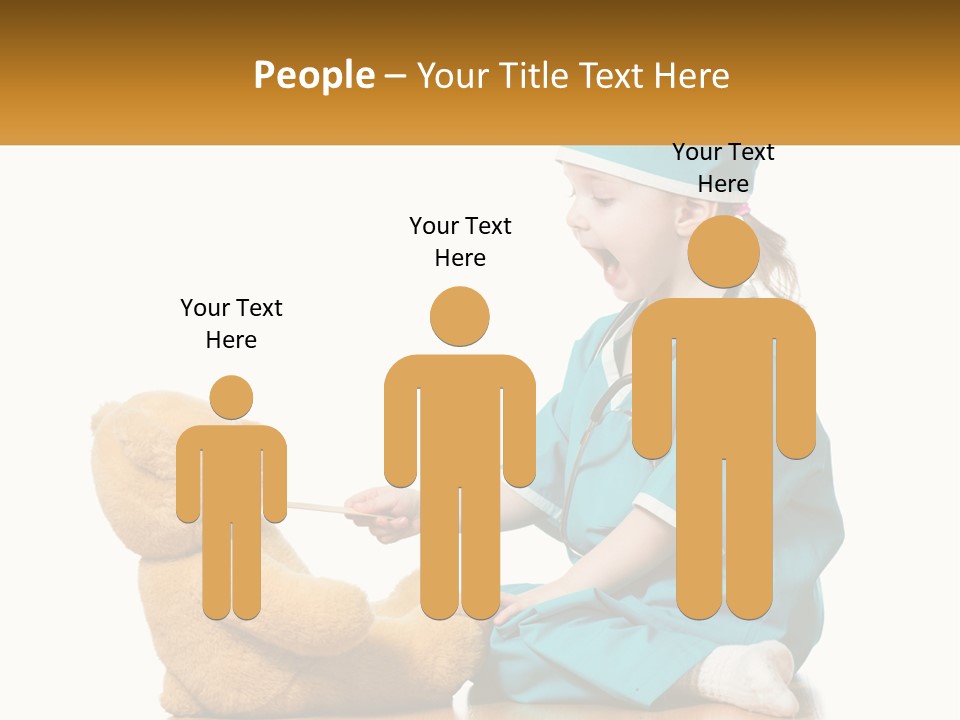 A Little Girl Is Playing With A Teddy Bear PowerPoint Template
