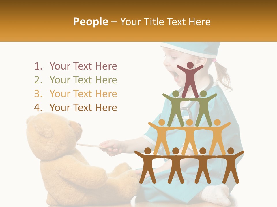 A Little Girl Is Playing With A Teddy Bear PowerPoint Template
