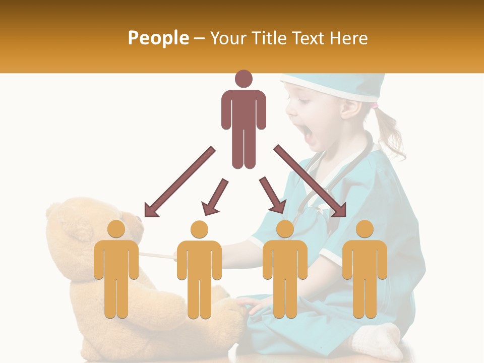 A Little Girl Is Playing With A Teddy Bear PowerPoint Template