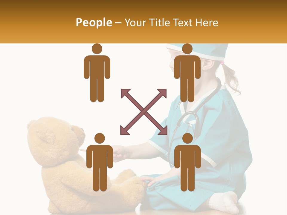 A Little Girl Is Playing With A Teddy Bear PowerPoint Template