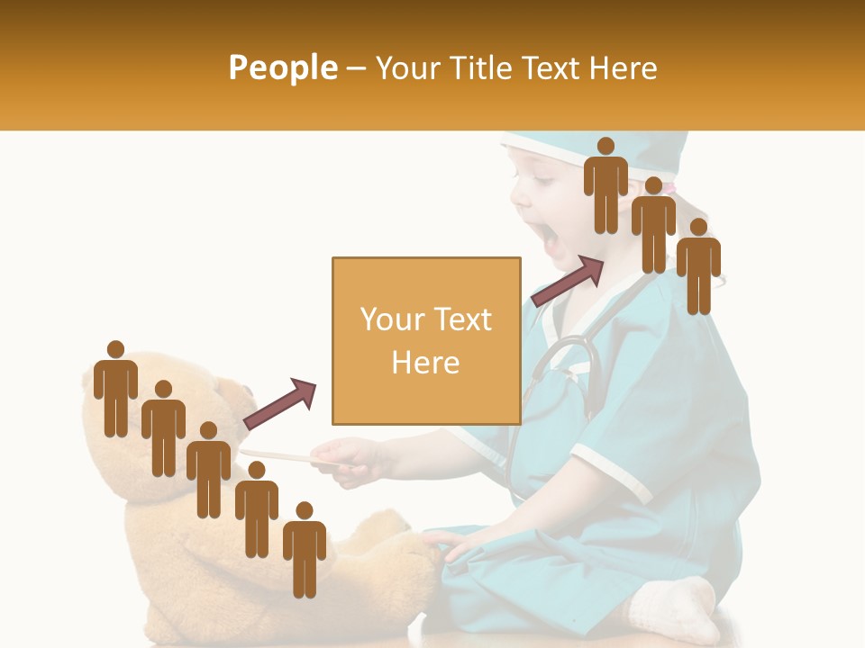 A Little Girl Is Playing With A Teddy Bear PowerPoint Template