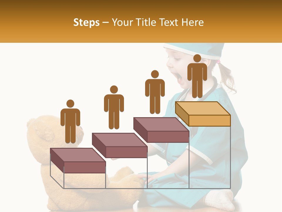 A Little Girl Is Playing With A Teddy Bear PowerPoint Template