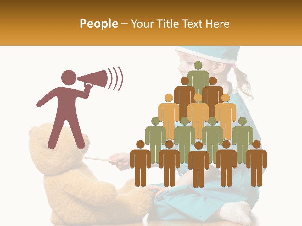 A Little Girl Is Playing With A Teddy Bear PowerPoint Template