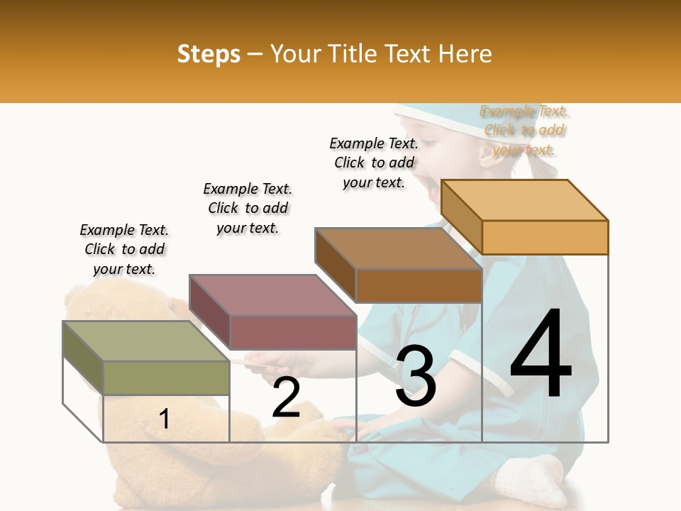 A Little Girl Is Playing With A Teddy Bear PowerPoint Template