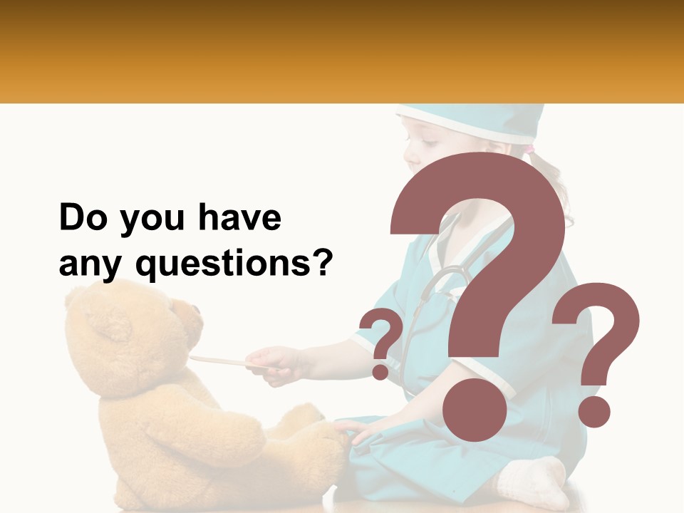A Little Girl Is Playing With A Teddy Bear PowerPoint Template