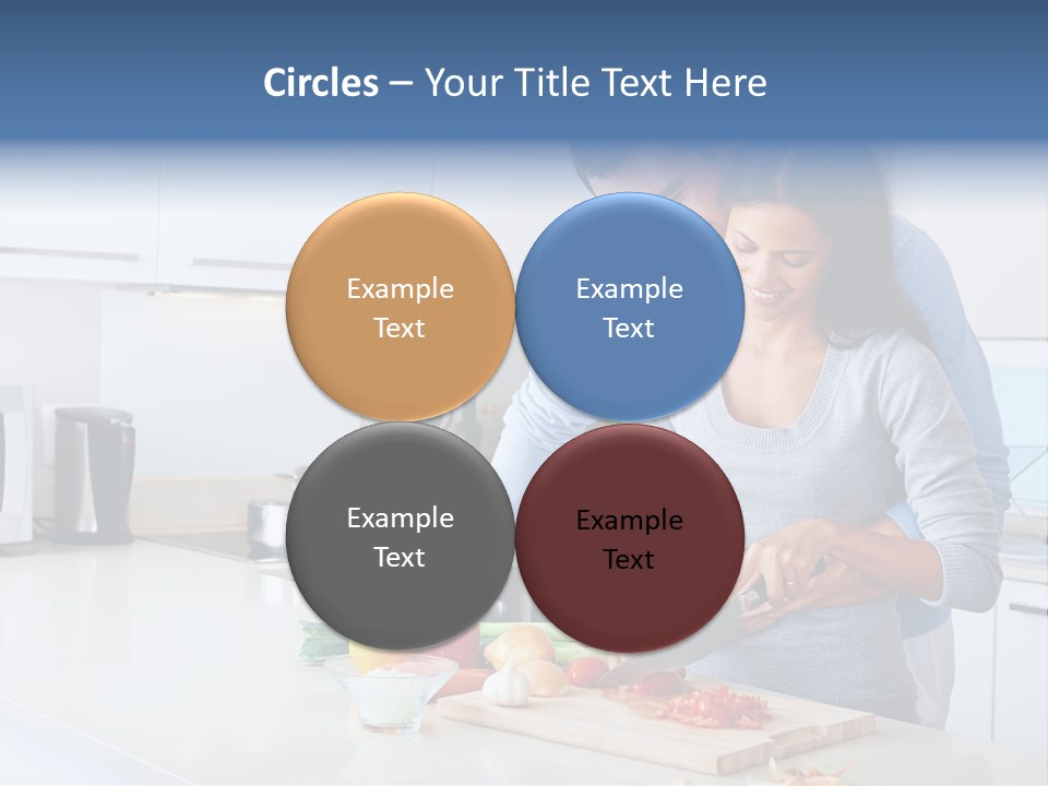 A Man And A Woman Cutting Vegetables On A Cutting Board PowerPoint Template