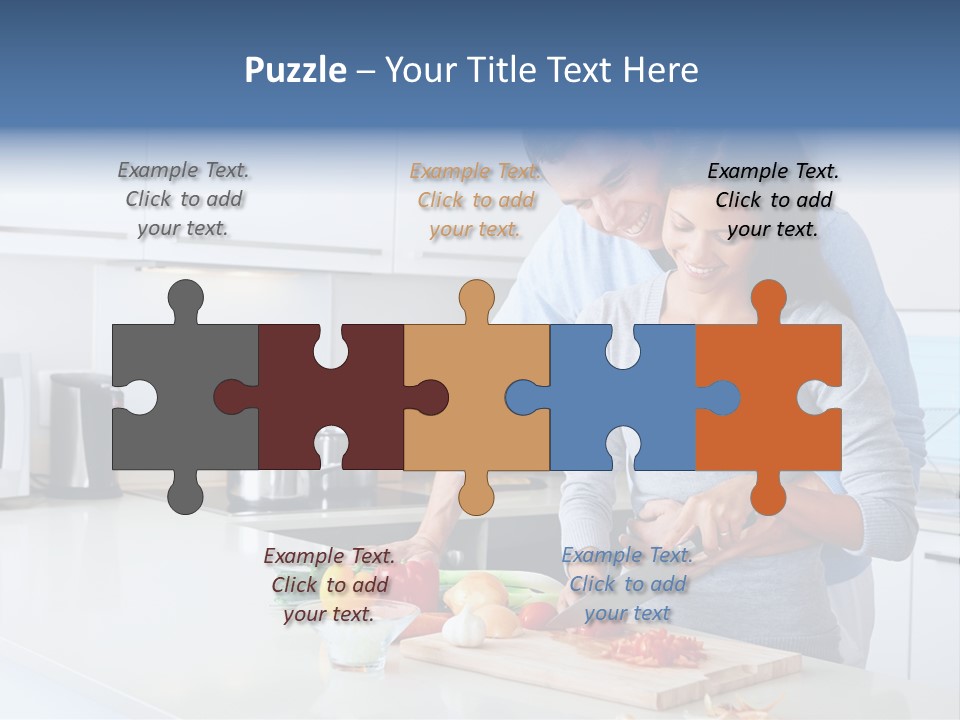 A Man And A Woman Cutting Vegetables On A Cutting Board PowerPoint Template