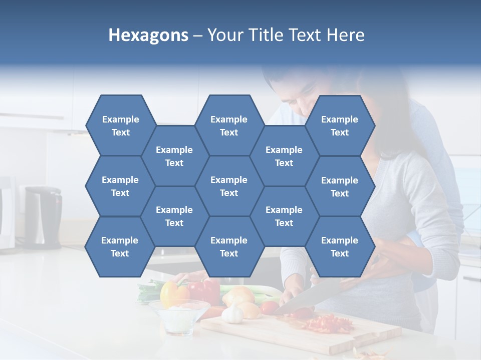 A Man And A Woman Cutting Vegetables On A Cutting Board PowerPoint Template