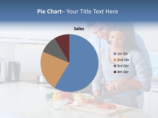 A Man And A Woman Cutting Vegetables On A Cutting Board PowerPoint Template