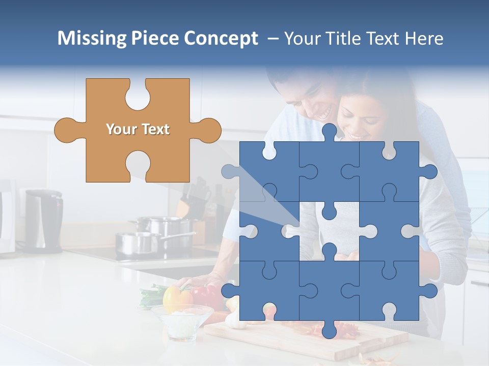 A Man And A Woman Cutting Vegetables On A Cutting Board PowerPoint Template