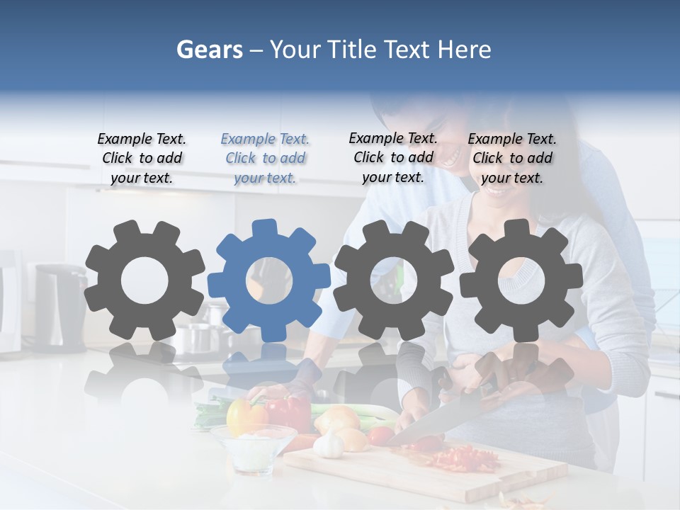A Man And A Woman Cutting Vegetables On A Cutting Board PowerPoint Template
