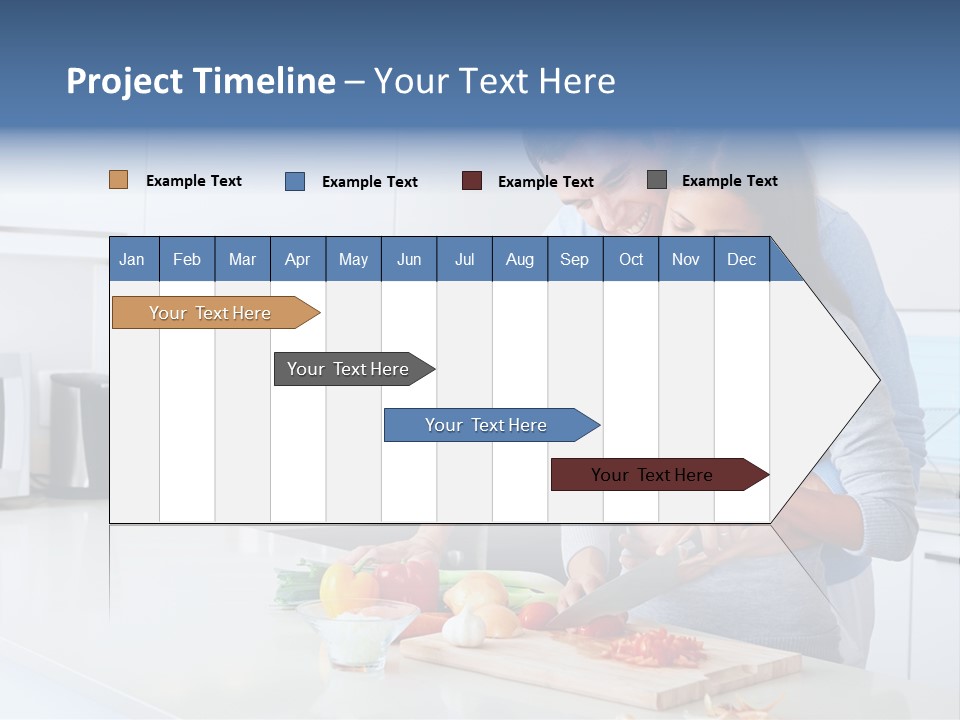 A Man And A Woman Cutting Vegetables On A Cutting Board PowerPoint Template