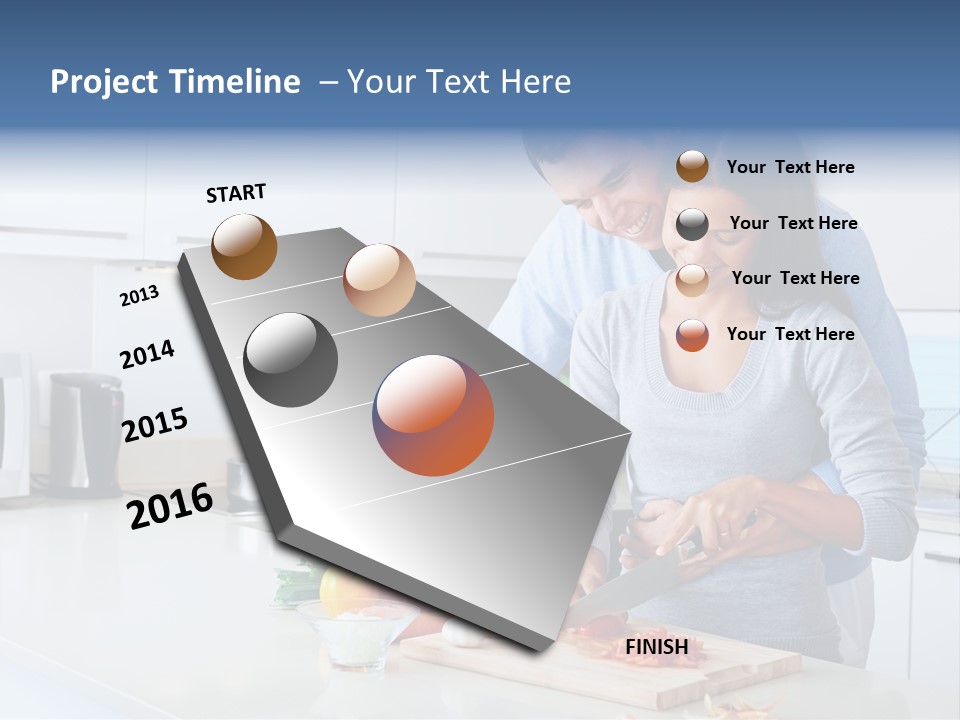 A Man And A Woman Cutting Vegetables On A Cutting Board PowerPoint Template
