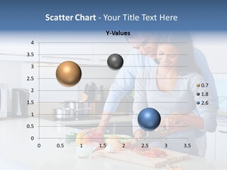 A Man And A Woman Cutting Vegetables On A Cutting Board PowerPoint Template