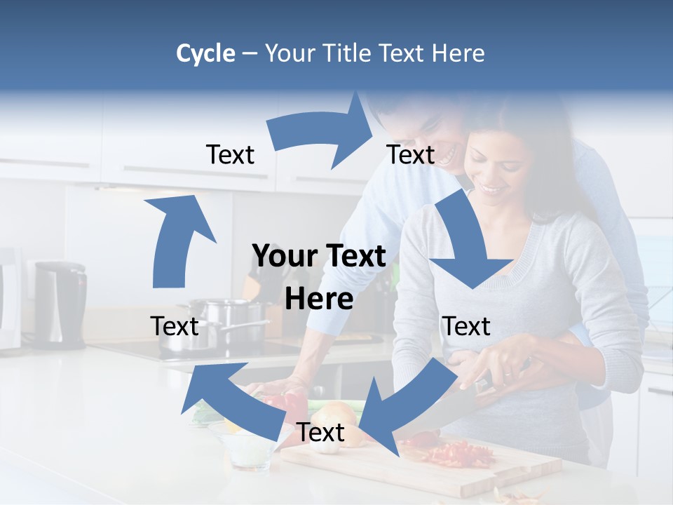 A Man And A Woman Cutting Vegetables On A Cutting Board PowerPoint Template