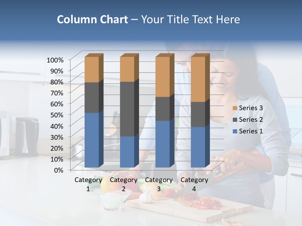 A Man And A Woman Cutting Vegetables On A Cutting Board PowerPoint Template