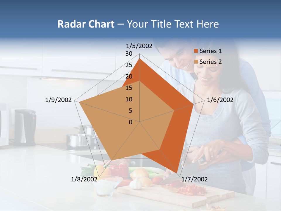 A Man And A Woman Cutting Vegetables On A Cutting Board PowerPoint Template
