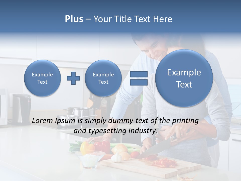 A Man And A Woman Cutting Vegetables On A Cutting Board PowerPoint Template