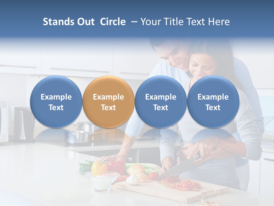 A Man And A Woman Cutting Vegetables On A Cutting Board PowerPoint Template