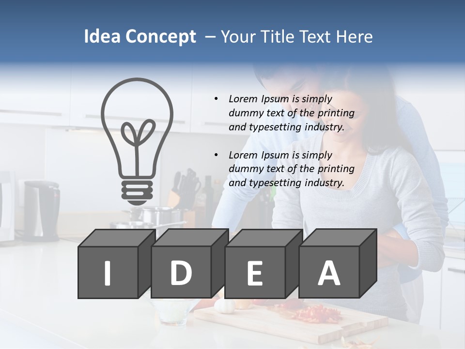 A Man And A Woman Cutting Vegetables On A Cutting Board PowerPoint Template