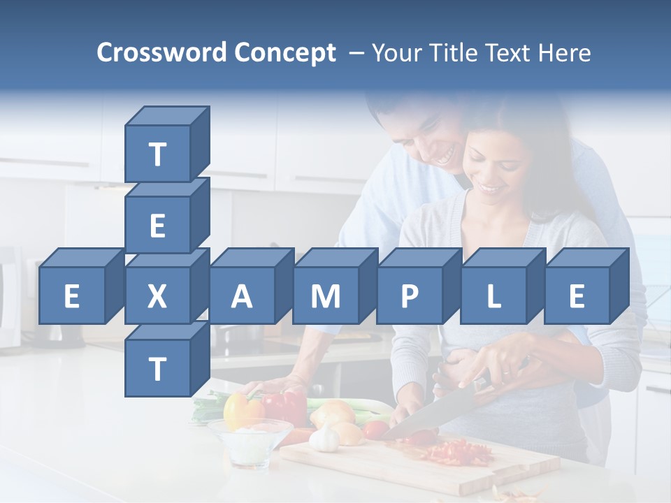A Man And A Woman Cutting Vegetables On A Cutting Board PowerPoint Template