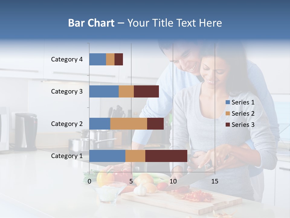 A Man And A Woman Cutting Vegetables On A Cutting Board PowerPoint Template