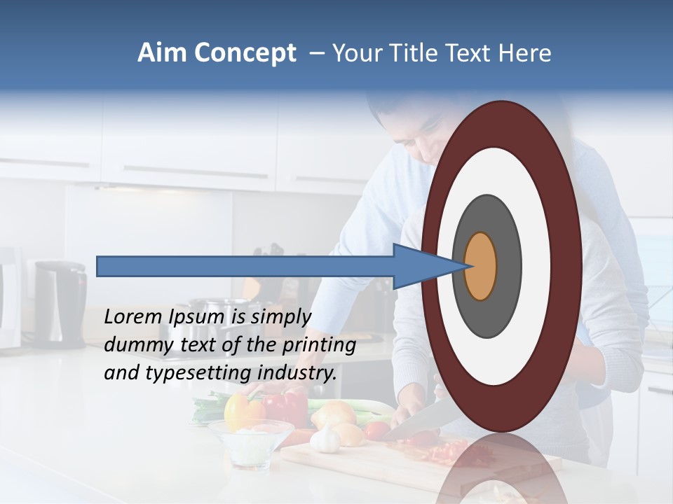A Man And A Woman Cutting Vegetables On A Cutting Board PowerPoint Template