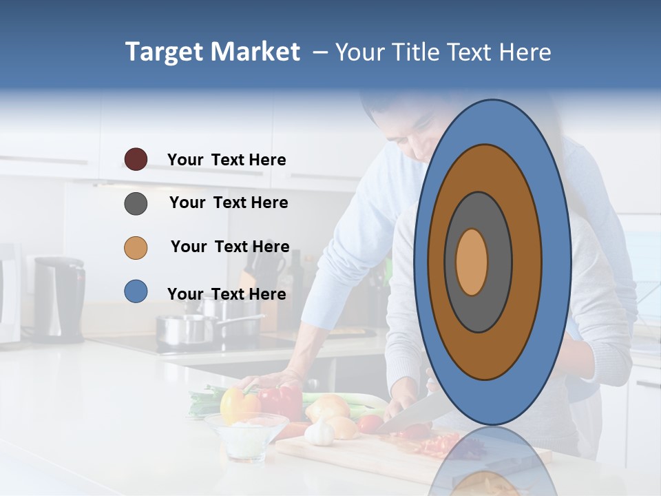 A Man And A Woman Cutting Vegetables On A Cutting Board PowerPoint Template
