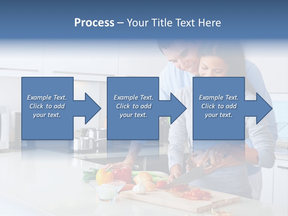A Man And A Woman Cutting Vegetables On A Cutting Board PowerPoint Template