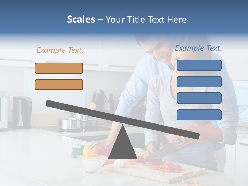 A Man And A Woman Cutting Vegetables On A Cutting Board PowerPoint Template