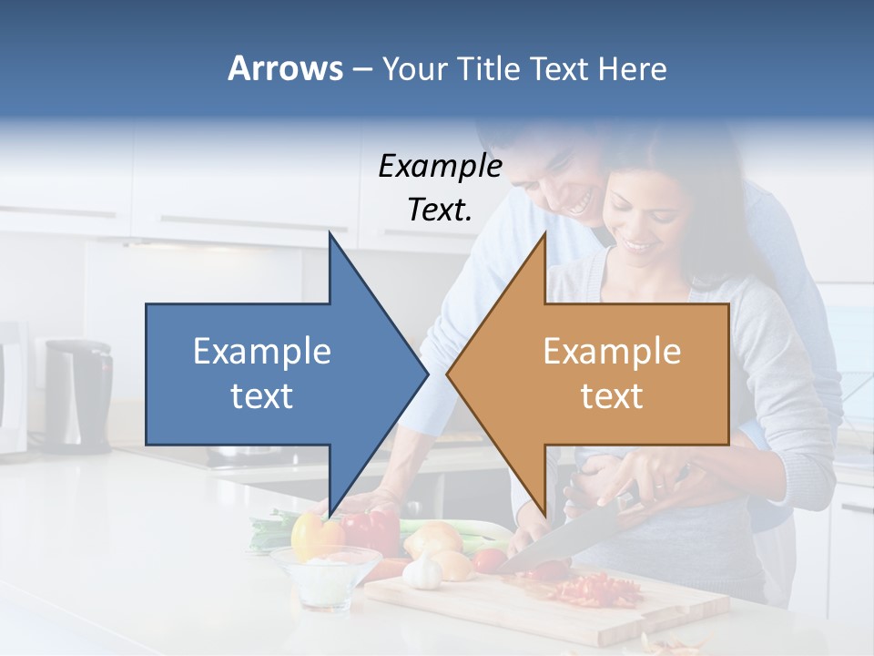 A Man And A Woman Cutting Vegetables On A Cutting Board PowerPoint Template
