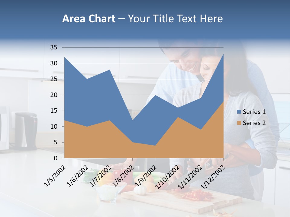 A Man And A Woman Cutting Vegetables On A Cutting Board PowerPoint Template